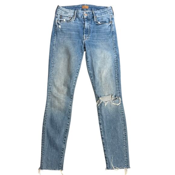 MOTHER Looker Ankle Fray Love Gun Skinny Distressed Denim Jean Women’s Size 26 - Picture 1 of 12